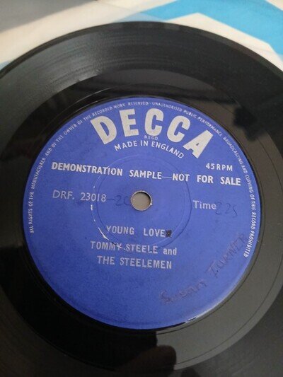 Rare one sided Demo Tommy Steele 7" Vinyl Young Love Decca DRF.23018 1957 VG