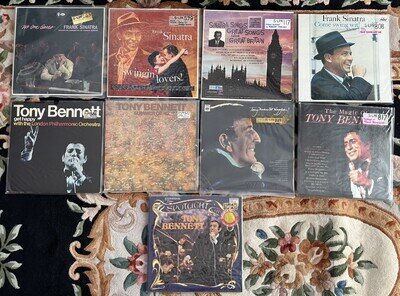 10x Frank Sinatra & Tony Bennett Vinyl LPs Job Lot