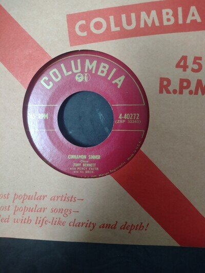 TONY BENNETT "CINNAMON SINNER" 1954 USA COLUMBIA RECORDS LABEL VINYL 45.EXCNT