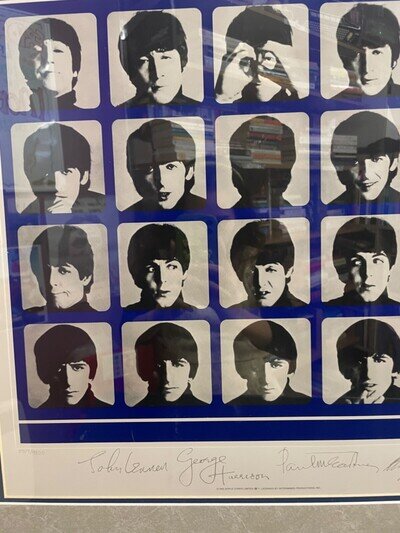 A hard day's night Vinyl 1st press 1964 and signed poster, Lithographic,Beatles