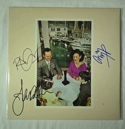 Led Zeppelin Presence Vinyl LP Autographed Robert Jimmy & John Swan Song 1976