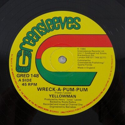 Yellowman – Wreck-A-Pum-Pum / Nobody Move Nobody Get Hurt - 1984 12" Single VG+
