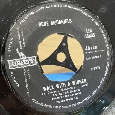Gene McDaniels – Walk With A Winner / A Miracle - 7" Vinyl - Liberty 1965