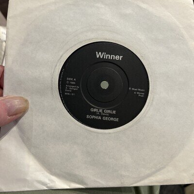 SOPHIA GEORGE - Girlie Girlie 7” Single Vinyl Record 1985 Winner WIN01 Vg+