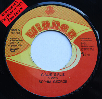 SOPHIA GEORGE Girlie Girlie 7" vinyl single UK 1985 Winner. Plays EX to M