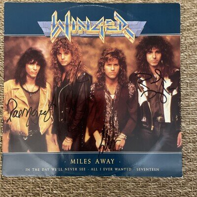 Winger "Miles Away" 12" Single Atlantic - A 7802 SIGNED BY ALL BAND RARE