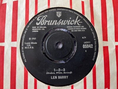Len Barry - 1-2-3 / Bullseye - Brunswick 05942 - 1965 - Plays Well - VG+
