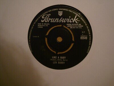 LEN BARRY, LIKE A BABY, BRUNSWICK RECORDS 1965 EX