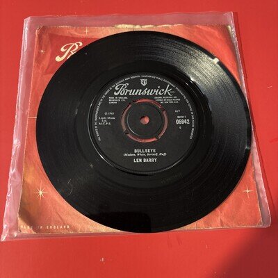 Len Barry-1-2-3/Bullseye 7” Vinyl. VG/VG+