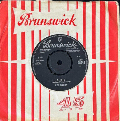LEN BARRY '1-2-3' 7'' SINGLE BRUNSWICK RECORDS 05942 1965 UK FIRST PRESS