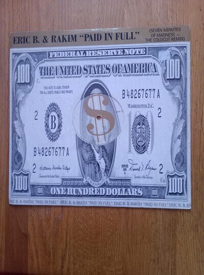 ERIC B and RAKIM - Paid In Full 12" Vinyl 1987 - OFRA HAZA - Hip Hop Rap - VG +