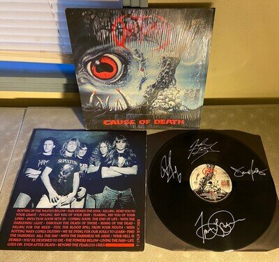 Hand Signed By Band Obituary Cause of Death 12” Vinyl LP Historic Death Metal
