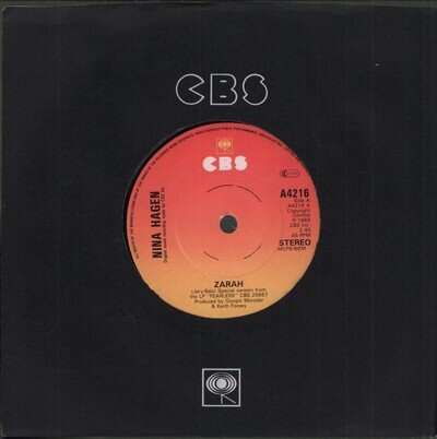 Nina Hagen Zarah 7" vinyl UK Cbs 1983 7" in company sleeve A4216