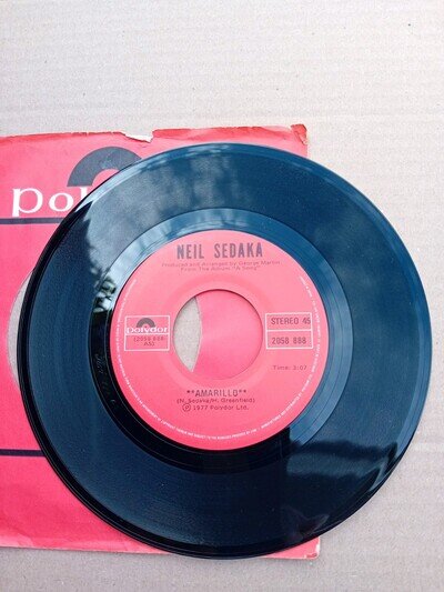 Neil Sedaka Amarillo 7"45 Vinyl Single Record Issued 1977 EX EX