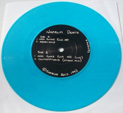 NAPALM DEATH 1993 BLUE VINYL UK 7" NAZI PUNKS FUCK OFF EP EXCELLENT ALL ROUND