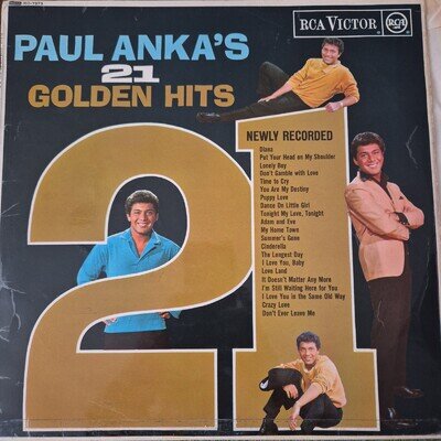 Paul Anka's 21 Golden Hits - Vinyl LP Album - VG+/VG - Free UK Postage