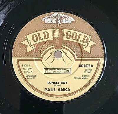PAUL ANKA-LONELY BOY/PUT YOUR HEAD ON MY SHOULDER 1959 VINYL-OG 9078 *EX*