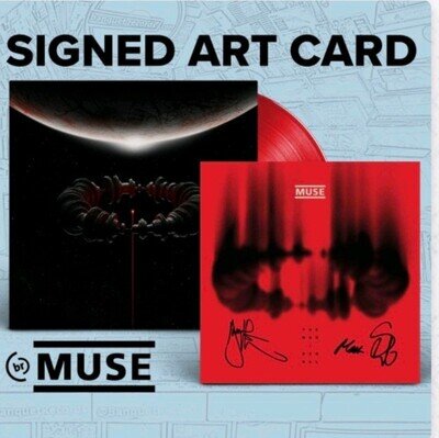 MUSE The Wow Signal red / grey galaxy marble LP + 12" X 12" Signed art card