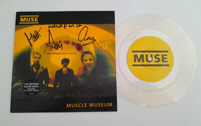 MUSE - MUSCLE MUSEUM RARE 1999 SIGNED CLEAR VINYL 7" SINGLE MUSH66S
