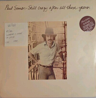 Paul Simon Still Crazy After All These Years Vinyl Record VG/VG CBS 86001 1975
