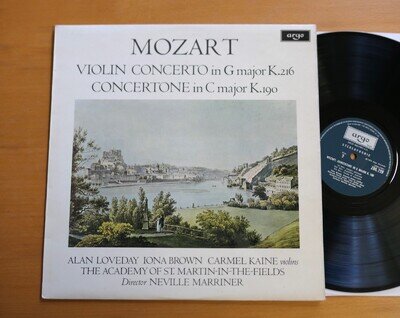 ZRG 729 Mozart Violin Concerto K216 K190 Alan Loveday Iona Brown Argo Vinyl EX