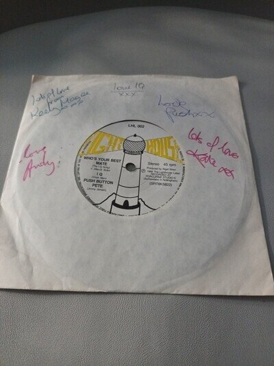 Risky Business w/ Push Button Pete IQ Whos Your Best Mate SIGNED 7” Vinyl Record