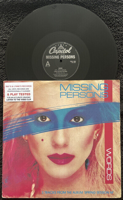 Missing Persons Words 3 Track 12'' Vinyl Single 1983 CLEANED/TESTED EX/VG+ VIDEO
