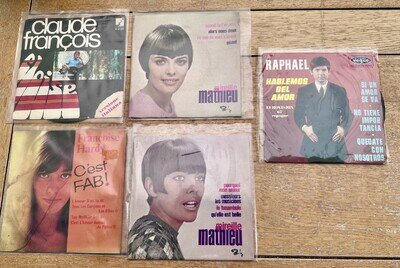 European 1960's-MIREILLE MATHIEU,FRANCOISE HARDY, PLUS 45'S JOB LOT OF 5-1960'S