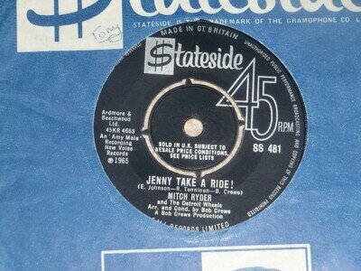 MITCH RYDER. JENNY TAKE A RIDE! STATESIDE SS 481 (SUPERB BEAT/ROCK TRACK)