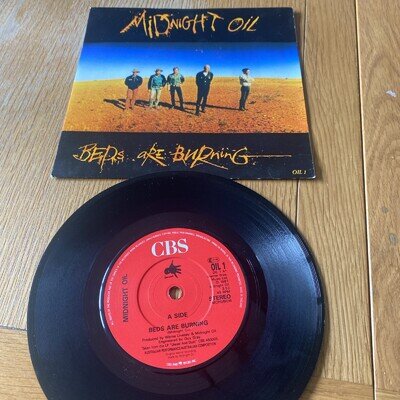 Midnight Oil Beds Are Burning Vinyl 7" CBS Oil 1 Picture Cover 1987