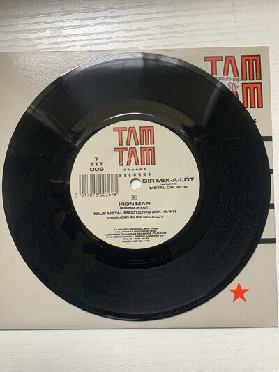 Sir Mix-A-Lot Iron Man 7” UK 1989 7 TTT 009 Metal Church Rap Metal EX