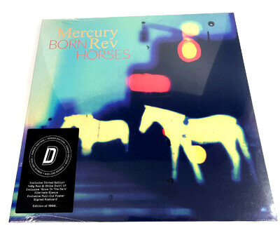 MERCURY REV Born Horses Ltd Dinked RED / WHITE SWIRL Vinyl LP SIGNED SEALED