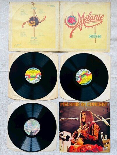 RARE FIND!!! MELANIE Vinyl LP - AT CARNEGIE HALL & IN CONCERT - 2 LIVE ALBUMS!!!