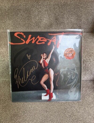 Melanie C Sweat PERSONALLY SIGNED Orange Vinyl LP SPICE GIRLS AUTOGRAPH PROOF