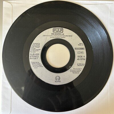 Pulp ‎Mis-Shapes / Sorted For E's & Wizz Vinyl 45rpm 7 Inch Record Pressing