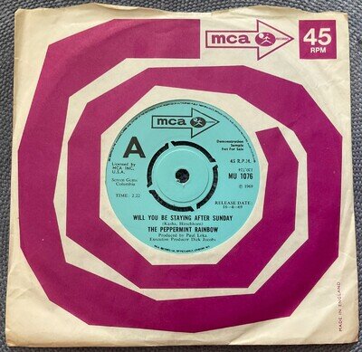 THE PEPPERMINT RAINBOW - WILL YOU BE STAYING rare UK 1969 DEMO PROMO PSYCH MINT-
