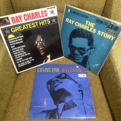 RAY CHARLES 3 X LP JOBLOT inc GREATEST HITS, CRYING TIME, THE RAY CHARLES STORY