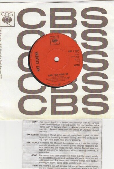 RAY STEVENS-TURN YOUR RADIO ON-UK CBS 45-1971 / EXCELLENT