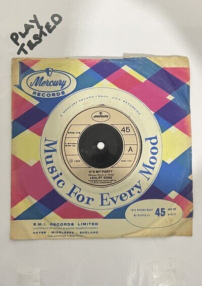 Lesley Gore – It's My Party/ Judy’s Turn To Cry 7” Single Vinyl 6052 179 - 1972