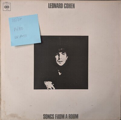 Leonard Cohen Songs From A Room Vinyl Record VG/G+ CBS 63587 1969