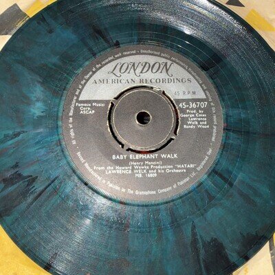 Lawrence Welk Pakistan Baby Elephant Walk & Pat Boone 45 Rare Splatter Pakistani