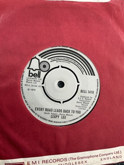 Leapy Lee Every Road leads back to you. 7" single. 1974 . Bell