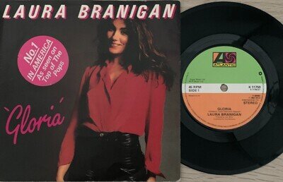 LAURA BRANIGAN GLORIA UK 7" SINGLE VINYL WITH HYPE STICKER 1982 K11759