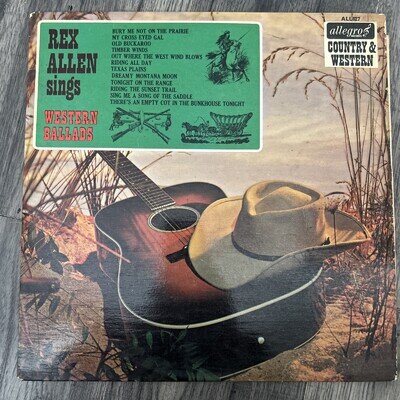 Rex Allen Sings Western Ballads - 12 Tracks - 1967 Country Music Vinyl - ALL827