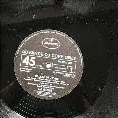 L.A. GUNS BALLAD OF JAYNE 12" 1989 promo with kiss my love + over the edge - bot