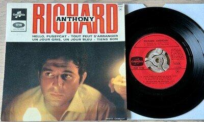 RICHARD ANTHONY HELLO, PUSSYCAT 7" EP COLUMBIA FRANCE (1966) EX++ CHANSON