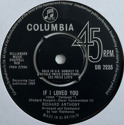 Richard Anthony - If I Loved You - 7” Vinyl Single