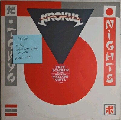 Krokus Tokyo Nights Yellow Vinyl Record EX/VG AROD241 1980