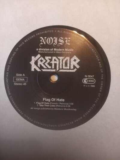 KREATOR Flag of Hate RARE FIRST PRESS 12" VINYL EXODUS SLAYER DESTRUCTION EX