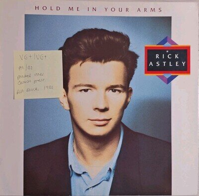 Rick Astley Hold Me In Your Arms Vinyl Record VG+/VG+ PL71932 1988